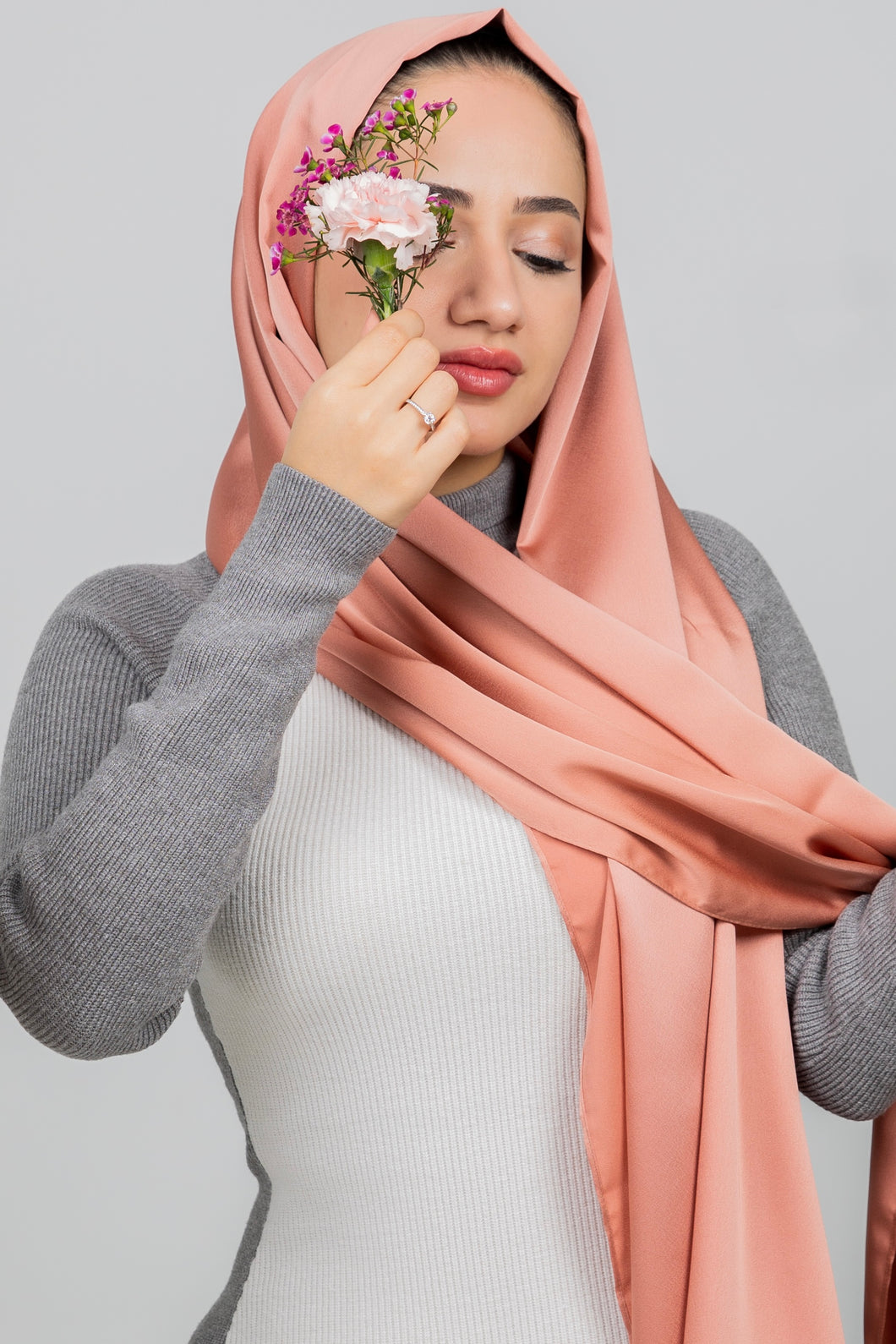 Rose Quartz Satin Hijab - Festive Collection