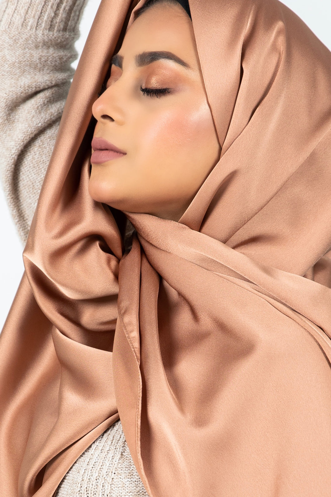 Bronze Chestnut Satin Hijab - Festive Collection