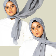 Load image into Gallery viewer, Moonlight - Gray Ultra Premium Chiffon Hijab
