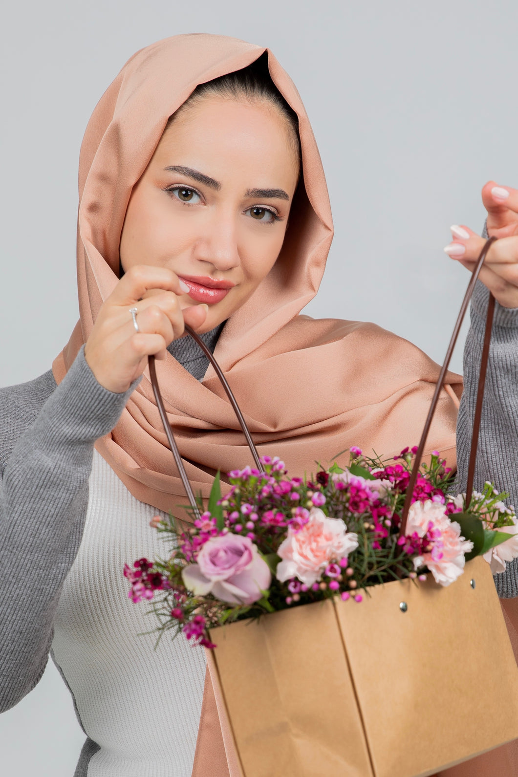 Apricot Satin Hijab - Festive Collection