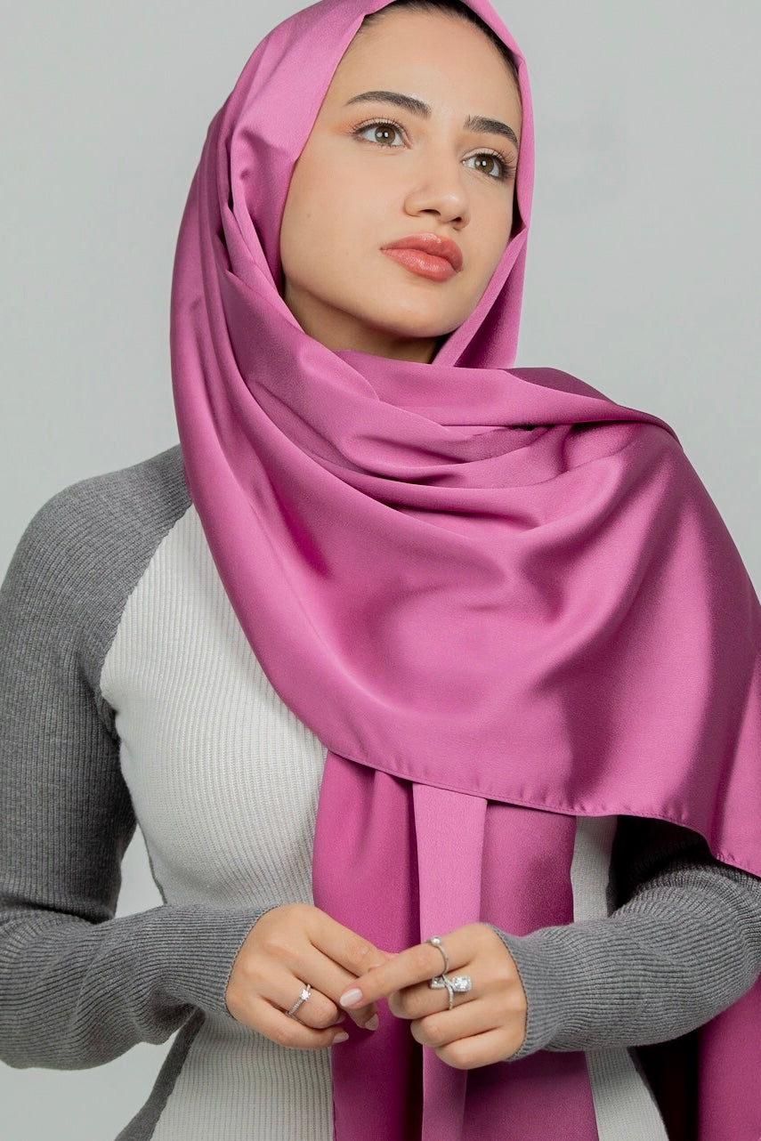 Pearly Purple Satin Hijab - Festive Collection