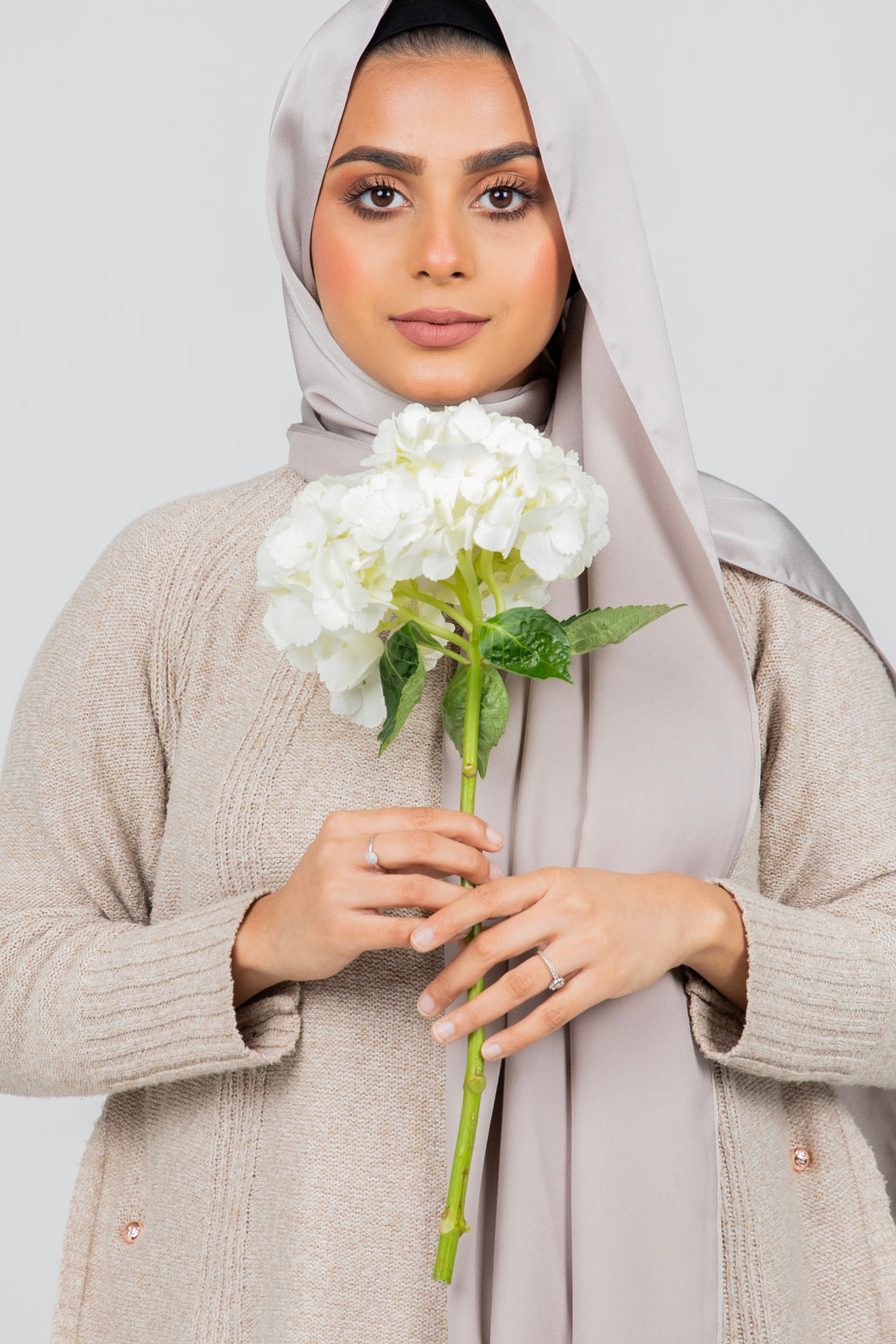 Silver Satin Hijab - Festive Collection
