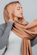 Load image into Gallery viewer, Bronze Chestnut Satin Hijab - Festive Collection
